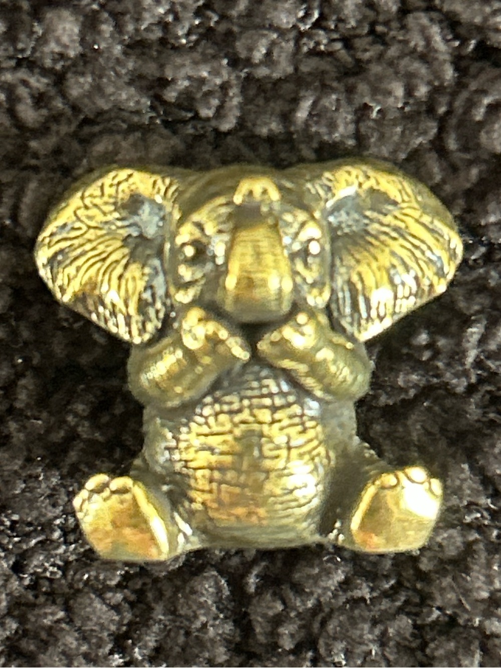 Vintage Miniature Solid Brass Seated Elephant Figurine